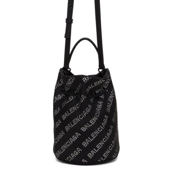 NEW Balenciaga Wheel XS Drawstring Bucket Bag, Black/Crystal $1,390 Sold Out - Picture 3 of 16
